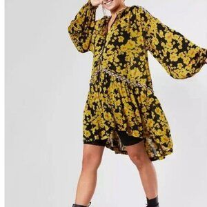Free People Love Letter Floral Tunic Boho Oversized Blouse Top Dress
